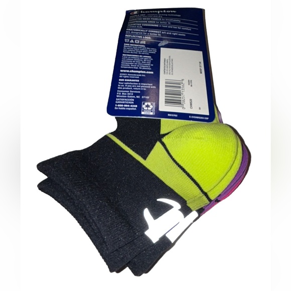 Champion Ankle Socks 3 Pair Women's 5-9 Black Multicolor w Logo Compression Arch - Picture 10 of 11